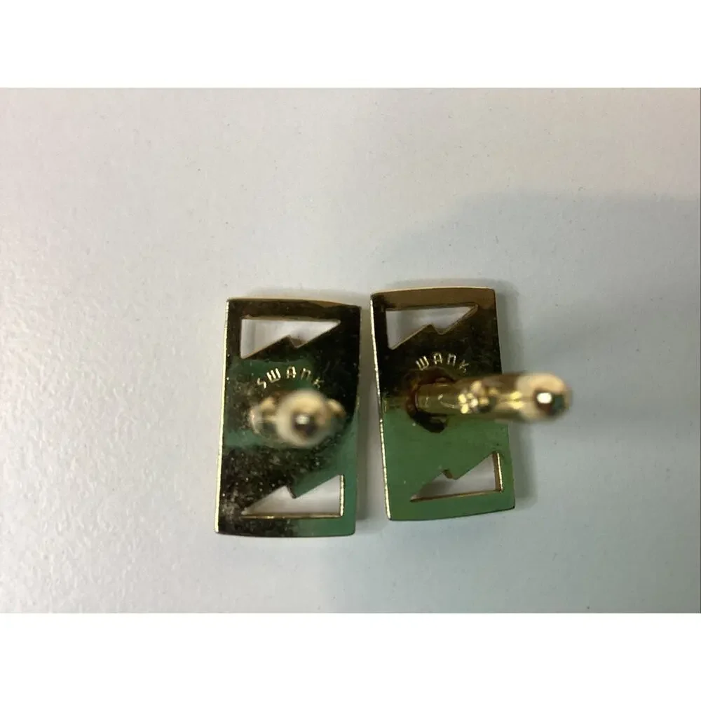 Vtg Swank Cufflinks Gold Tone Rectangle Brushed 1”
